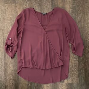 Mauve Asymmetrical Cross-Body Blouse - Women’s S